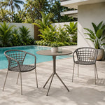 SOLARA Outdoor Bistro Set - Round Table with 2 Armless Chairs Aluminium Alloy Frame High Temperature Coating Patio Furniture - Grey（副本）