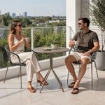 SOLARA Outdoor Bistro Set - Round Table with 2 Armless Chairs Aluminium Alloy Frame High Temperature Coating Patio Furniture - Grey（副本）