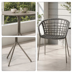 SOLARA Outdoor Bistro Set - Round Table with 2 Armless Chairs Aluminium Alloy Frame High Temperature Coating Patio Furniture - Grey（副本）