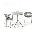 SOLARA Outdoor Bistro Set - Round Table with 2 Armless Chairs Aluminium Alloy Frame High Temperature Coating Patio Furniture - Grey（副本）