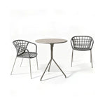 SOLARA Outdoor Bistro Set - Round Table with 2 Armless Chairs Aluminium Alloy Frame High Temperature Coating Patio Furniture - Grey（副本）