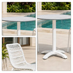 SOLARA Outdoor Bistro Set - 2 Armless Woven Chairs with Round Sintered Stone Table Modern Patio Furniture for Garden Leisure Spaces - White