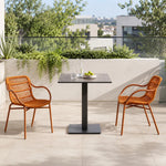 SOLARA Outdoor Bistro Set - 2 Armless Woven Chairs with Round Sintered Stone Table Modern Patio Furniture for Garden Leisure Spaces - Orange