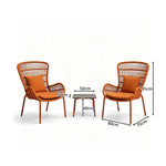 SOLARA Outdoor Lounge Set - 2 High Back Woven Chairs with Sintered Stone Side Table Modern Patio Furniture for Garden Leisure Spaces - Orange