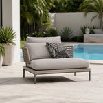 SOLARA Outdoor Corner Sofa - Single Seat Aluminium Alloy Frame Woven Design Patio Lounge Chair for Garden Balcony Leisure Spaces - Grey