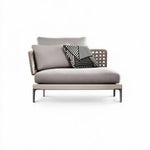 SOLARA Outdoor Corner Sofa - Single Seat Aluminium Alloy Frame Woven Design Patio Lounge Chair for Garden Balcony Leisure Spaces - Grey