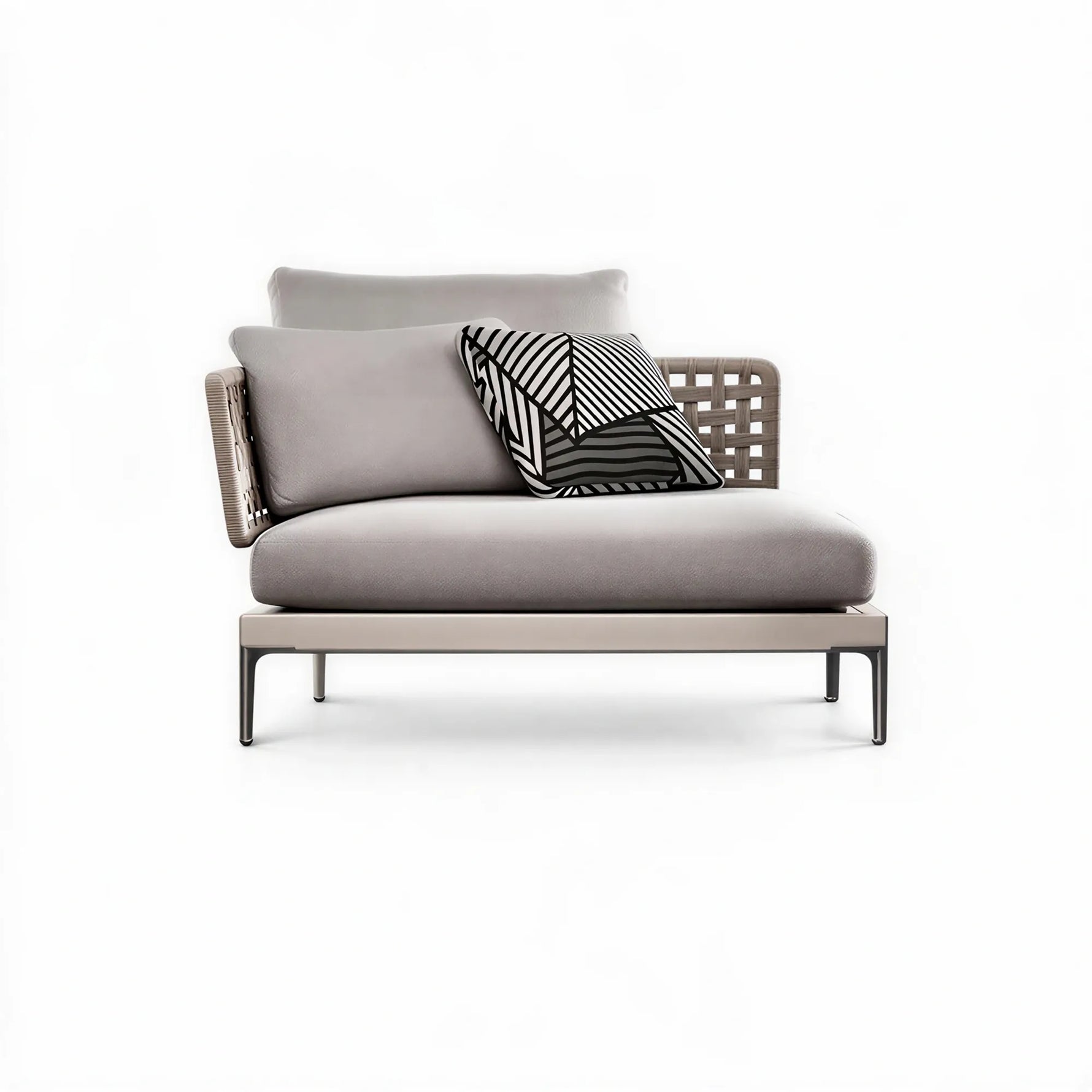 SOLARA Outdoor Corner Sofa - Single Seat Aluminium Alloy Frame Woven Design Patio Lounge Chair for Garden Balcony Leisure Spaces - Grey