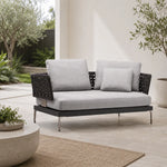 SOLARA Outdoor Sofa - 2 Seater Woven Lounge Chair Aluminium Alloy Frame Patio Furniture for Garden Balcony Leisure Spaces - Grey
