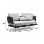 SOLARA Outdoor Sofa - 2 Seater Woven Lounge Chair Aluminium Alloy Frame Patio Furniture for Garden Balcony Leisure Spaces - Grey