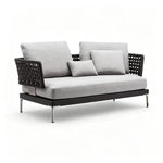 SOLARA Outdoor Sofa - 2 Seater Woven Lounge Chair Aluminium Alloy Frame Patio Furniture for Garden Balcony Leisure Spaces - Grey