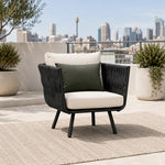 SOLARA Outdoor Lounge Chair - Single Seat Woven Sofa Aluminium Alloy Frame Patio Furniture for Garden Balcony Leisure Spaces - Dark Grey