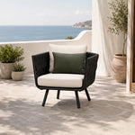 SOLARA Outdoor Lounge Chair - Single Seat Woven Sofa Aluminium Alloy Frame Patio Furniture for Garden Balcony Leisure Spaces - Dark Grey
