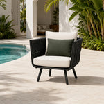 SOLARA Outdoor Lounge Chair - Single Seat Woven Sofa Aluminium Alloy Frame Patio Furniture for Garden Balcony Leisure Spaces - Dark Grey