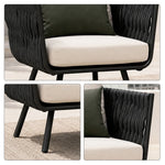 SOLARA Outdoor Lounge Chair - Single Seat Woven Sofa Aluminium Alloy Frame Patio Furniture for Garden Balcony Leisure Spaces - Dark Grey