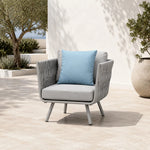 SOLARA Outdoor Lounge Chair - Single Seat Woven Sofa Aluminium Alloy Frame Patio Furniture for Garden Balcony Leisure Spaces - Light Grey