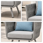 SOLARA Outdoor Lounge Chair - Single Seat Woven Sofa Aluminium Alloy Frame Patio Furniture for Garden Balcony Leisure Spaces - Light Grey