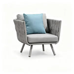 SOLARA Outdoor Lounge Chair - Single Seat Woven Sofa Aluminium Alloy Frame Patio Furniture for Garden Balcony Leisure Spaces - Light Grey