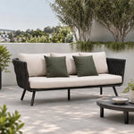 SOLARA Outdoor Sofa - 3 Seater Woven Lounge Sofa Aluminium Alloy Frame Patio Furniture for Garden Balcony Leisure Spaces - Grey