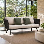SOLARA Outdoor Sofa - 3 Seater Woven Lounge Sofa Aluminium Alloy Frame Patio Furniture for Garden Balcony Leisure Spaces - Grey