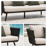 SOLARA Outdoor Sofa - 3 Seater Woven Lounge Sofa Aluminium Alloy Frame Patio Furniture for Garden Balcony Leisure Spaces - Grey