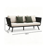 SOLARA Outdoor Sofa - 3 Seater Woven Lounge Sofa Aluminium Alloy Frame Patio Furniture for Garden Balcony Leisure Spaces - Grey