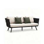 SOLARA Outdoor Sofa - 3 Seater Woven Lounge Sofa Aluminium Alloy Frame Patio Furniture for Garden Balcony Leisure Spaces - Grey
