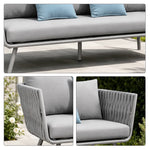 SOLARA Outdoor Sofa - 3 Seater Woven Lounge Sofa Aluminium Alloy Frame Patio Furniture for Garden Balcony Leisure Spaces - Light Grey