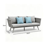 SOLARA Outdoor Sofa - 3 Seater Woven Lounge Sofa Aluminium Alloy Frame Patio Furniture for Garden Balcony Leisure Spaces - Light Grey