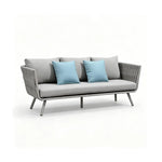 SOLARA Outdoor Sofa - 3 Seater Woven Lounge Sofa Aluminium Alloy Frame Patio Furniture for Garden Balcony Leisure Spaces - Light Grey