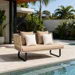 SOLARA Outdoor Corner Sofa - 2 Seater Right Chaise Lounge Aluminium Frame Waterproof Patio Furniture for Garden Terrace Leisure Spaces - Beige