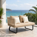SOLARA Outdoor Corner Sofa - 2 Seater Right Chaise Lounge Aluminium Frame Waterproof Patio Furniture for Garden Terrace Leisure Spaces - Beige