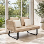 SOLARA Outdoor Corner Sofa - 2 Seater Right Chaise Lounge Aluminium Frame Waterproof Patio Furniture for Garden Terrace Leisure Spaces - Beige