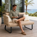 SOLARA Outdoor Corner Sofa - 2 Seater Right Chaise Lounge Aluminium Frame Waterproof Patio Furniture for Garden Terrace Leisure Spaces - Beige