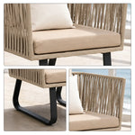 SOLARA Outdoor Lounge Chair - Single Seat Woven Sofa Steel Frame Patio Furniture for Garden Balcony Hotel Leisure Spaces - Beige