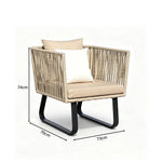 SOLARA Outdoor Lounge Chair - Single Seat Woven Sofa Steel Frame Patio Furniture for Garden Balcony Hotel Leisure Spaces - Beige