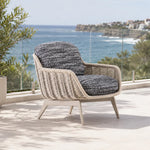 SOLARA Outdoor Lounge Chair - Single Seat Woven Sofa Aluminium Base Frame Patio Furniture for Garden Balcony Leisure Spaces - Beige