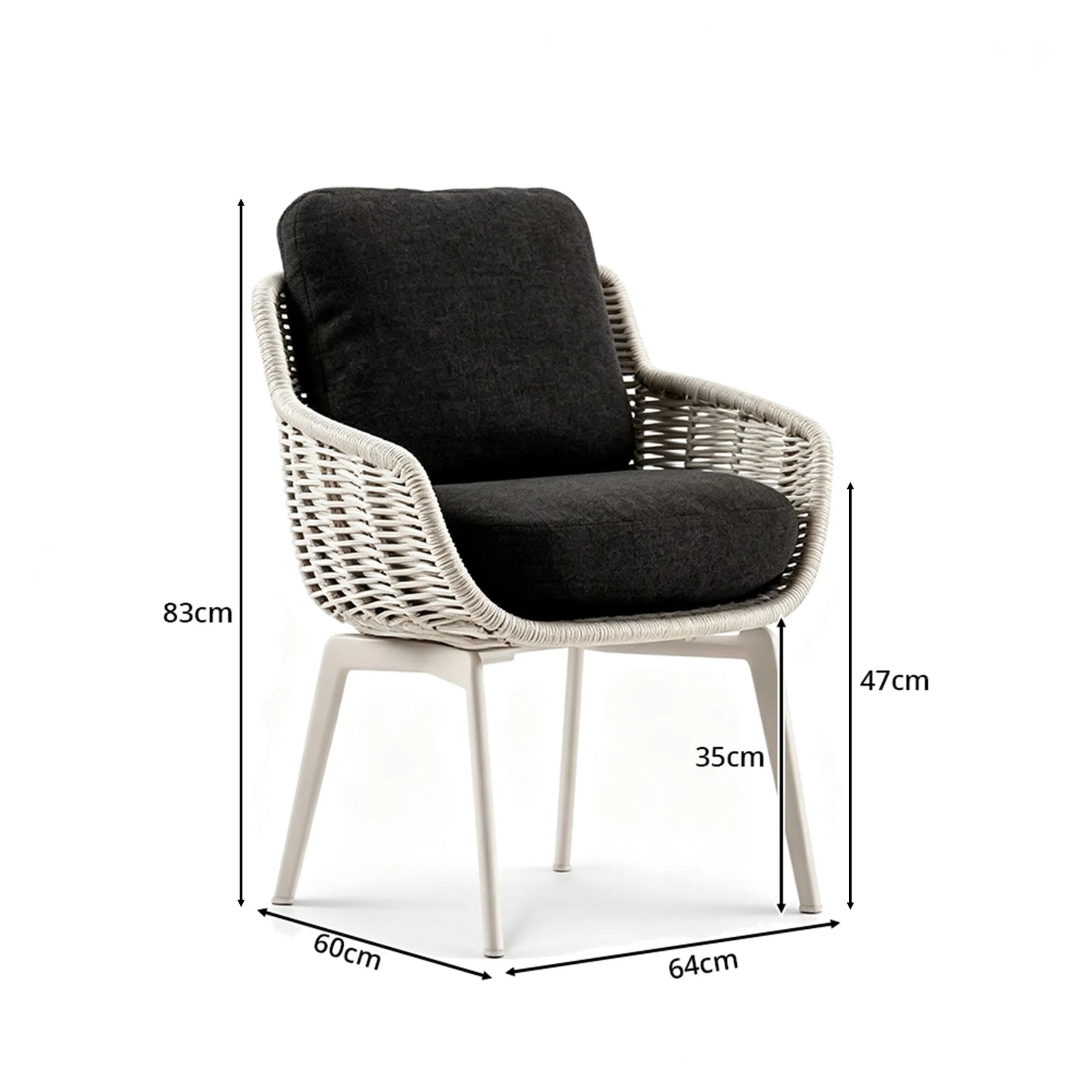 SOLARA Outdoor Lounge Chair - Single Seat Woven Armchair Aluminium Base Frame Patio Furniture for Garden Balcony Leisure Spaces - Black