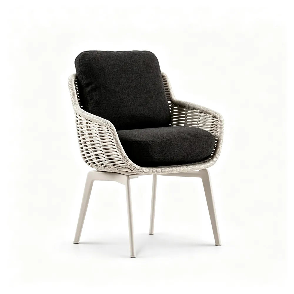 SOLARA Outdoor Lounge Chair - Single Seat Woven Armchair Aluminium Base Frame Patio Furniture for Garden Balcony Leisure Spaces - Black