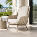 SOLARA Outdoor Lounge Chair - High Back Woven Sofa Aluminium Base Frame Patio Furniture for Garden Balcony Leisure Spaces - Beige