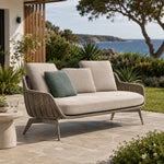 SOLARA Outdoor Sofa - 3 Seater Woven Lounge Sofa Aluminium Base Frame Patio Furniture for Garden Balcony Leisure Spaces - Beige