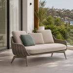 SOLARA Outdoor Sofa - 3 Seater Woven Lounge Sofa Aluminium Base Frame Patio Furniture for Garden Balcony Leisure Spaces - Beige