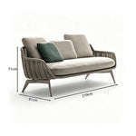 SOLARA Outdoor Sofa - 3 Seater Woven Lounge Sofa Aluminium Base Frame Patio Furniture for Garden Balcony Leisure Spaces - Beige