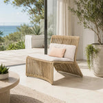 SOLARA Outdoor Lounge Chair - Single Seat Woven Sofa Aluminium Alloy Frame Patio Furniture for Garden Balcony Leisure Spaces - Beige