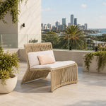 SOLARA Outdoor Lounge Chair - Single Seat Woven Sofa Aluminium Alloy Frame Patio Furniture for Garden Balcony Leisure Spaces - Beige