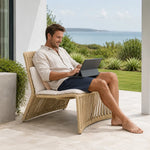 SOLARA Outdoor Lounge Chair - Single Seat Woven Sofa Aluminium Alloy Frame Patio Furniture for Garden Balcony Leisure Spaces - Beige