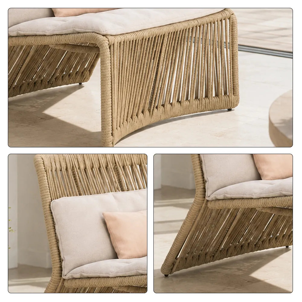SOLARA Outdoor Lounge Chair - Single Seat Woven Sofa Aluminium Alloy Frame Patio Furniture for Garden Balcony Leisure Spaces - Beige