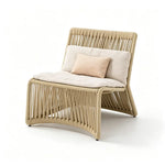 SOLARA Outdoor Lounge Chair - Single Seat Woven Sofa Aluminium Alloy Frame Patio Furniture for Garden Balcony Leisure Spaces - Beige