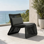 SOLARA Outdoor Lounge Chair - Single Seat Woven Sofa Aluminium Alloy Frame Patio Furniture for Garden Balcony Leisure Spaces - Black