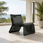 SOLARA Outdoor Lounge Chair - Single Seat Woven Sofa Aluminium Alloy Frame Patio Furniture for Garden Balcony Leisure Spaces - Black