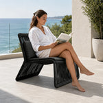 SOLARA Outdoor Lounge Chair - Single Seat Woven Sofa Aluminium Alloy Frame Patio Furniture for Garden Balcony Leisure Spaces - Black
